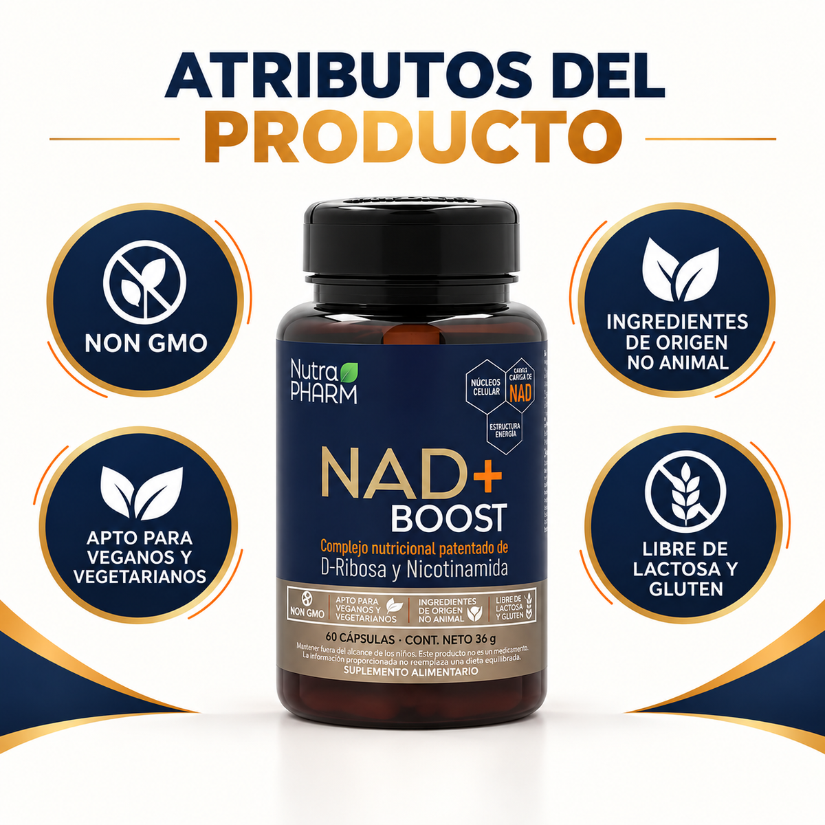 Antioxidante NAD+ Boost Nutrapharm 60 Cáps