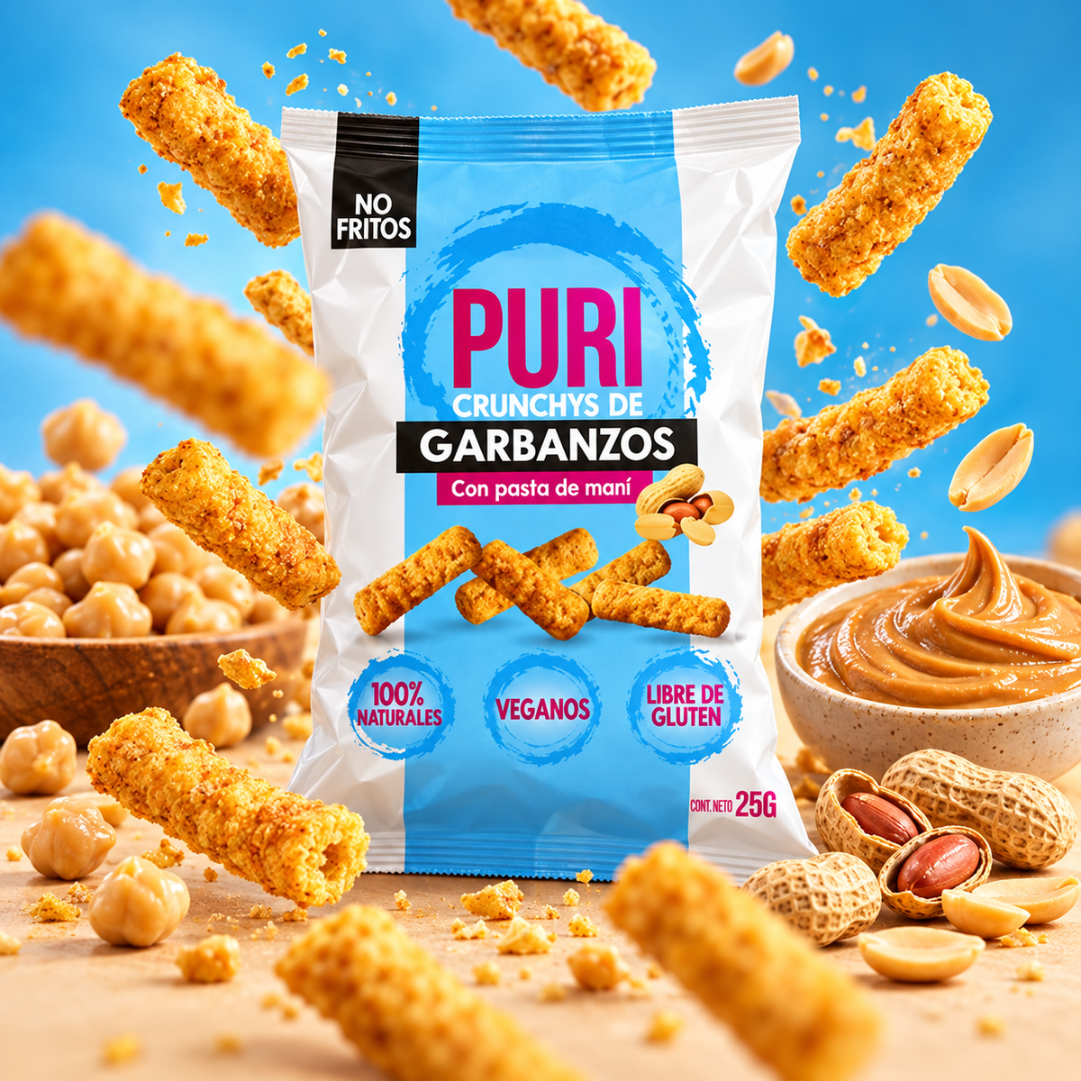 Suflé de Garbanzo & Maní Vegano Sin Gluten Puri Caja 24 Un de 25 g