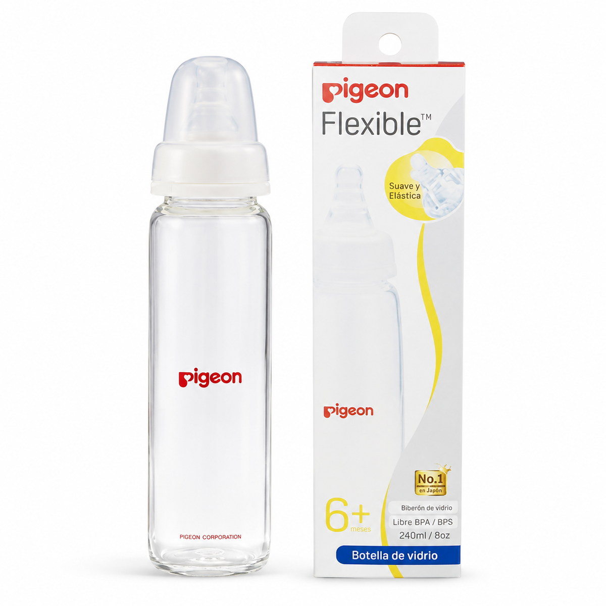 Biberón Boca Standard de Vidrio Pigeon 240 ml
