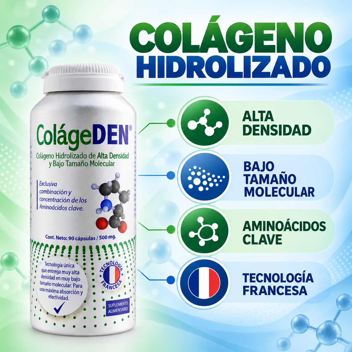 Colágeno Hidrolizado con Vitamina C Colágeden Vital & Young 90 Cáps