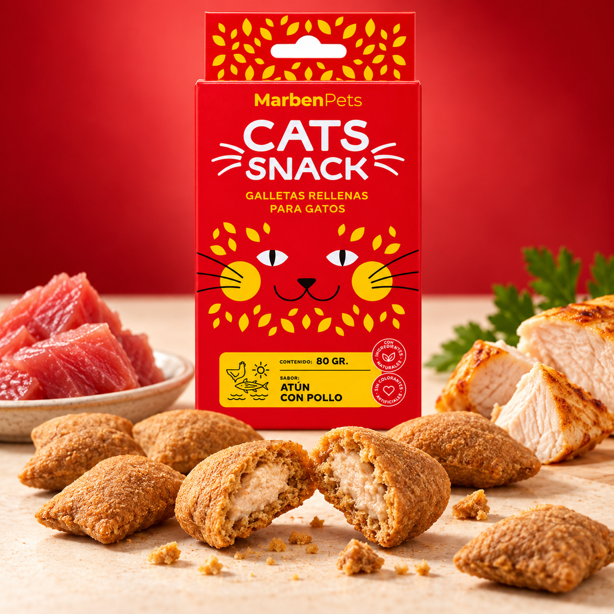 Galletas Rellenas para Gatos Cats Snack Atún y Pollo 16 Un