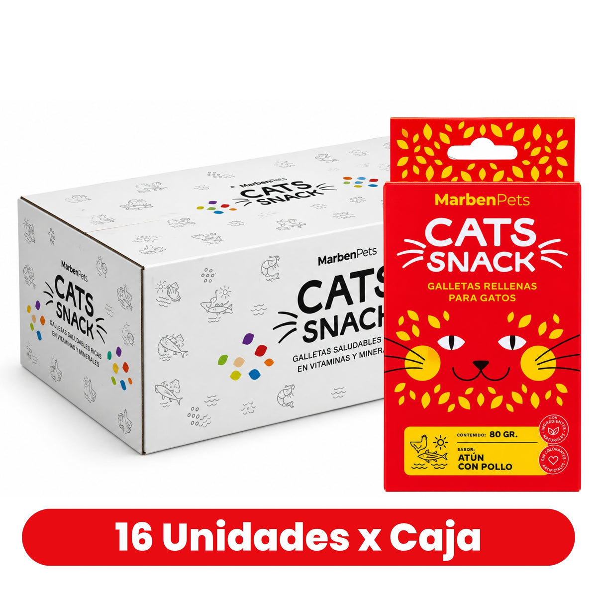 Galletas Rellenas para Gatos Cats Snack Atún y Pollo 16 Un