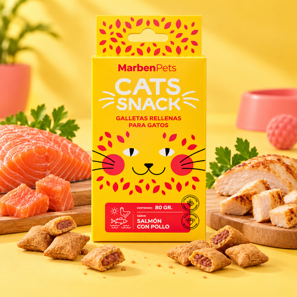 Galletas Rellenas para Gatos Cats Snack Salmón y Pollo 16 Un