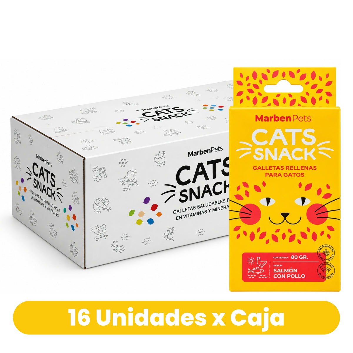 Galletas Rellenas para Gatos Cats Snack Salmón y Pollo 16 Un