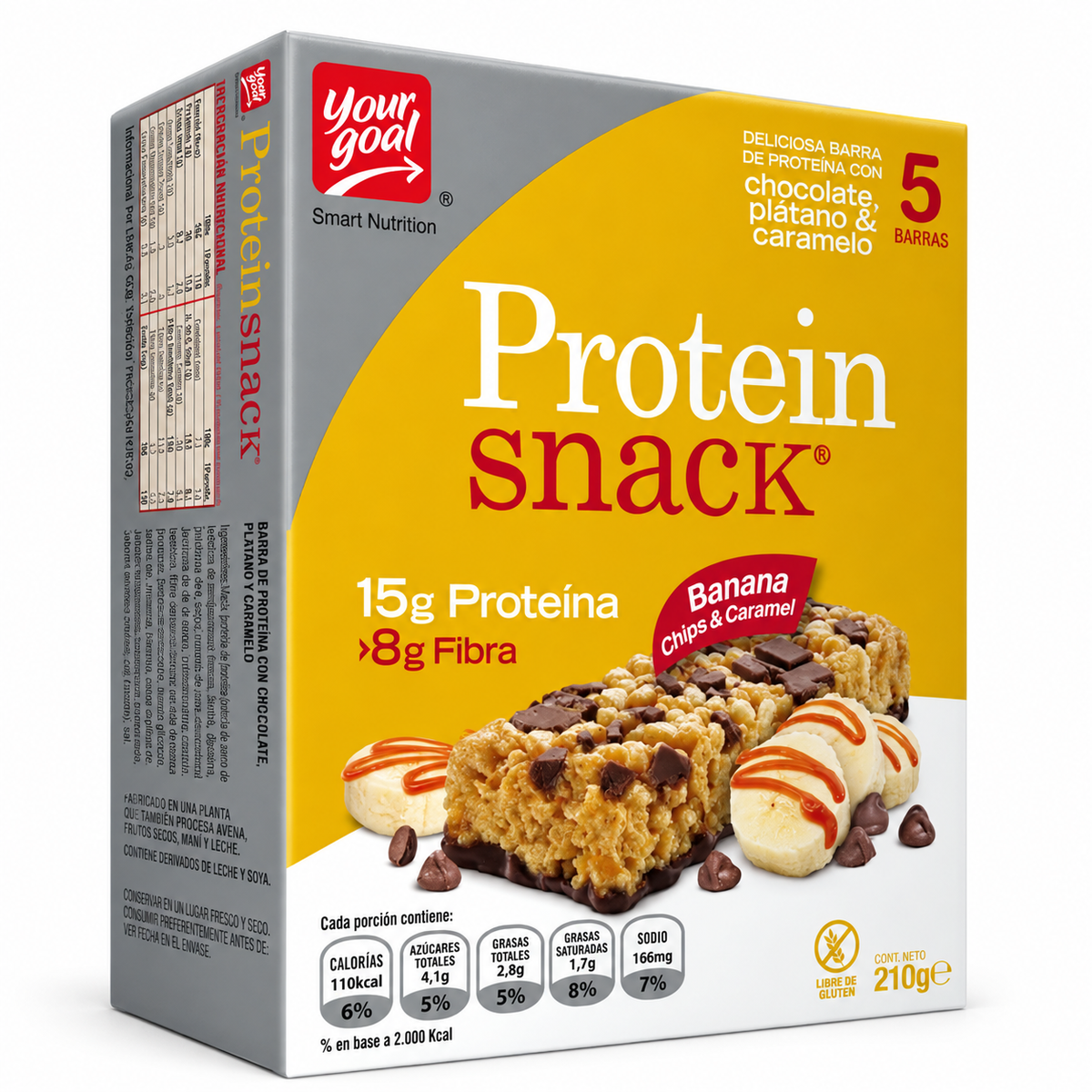 Barras de Proteína Your Goal Snack Banana Chips & Caramel 5 Un de 42 g