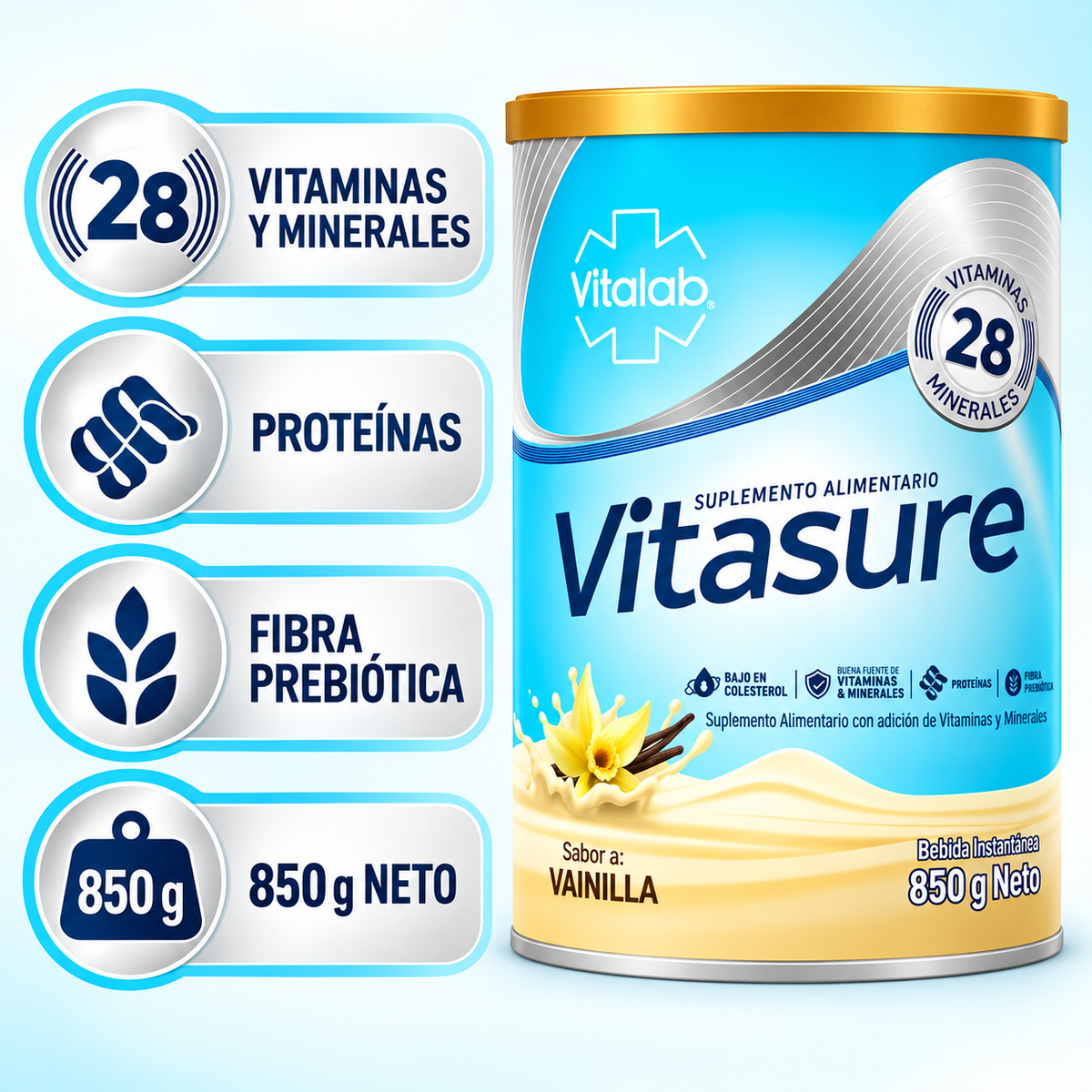 Vitasure Suplemento en Polvo Vitalab Vainilla 850 g