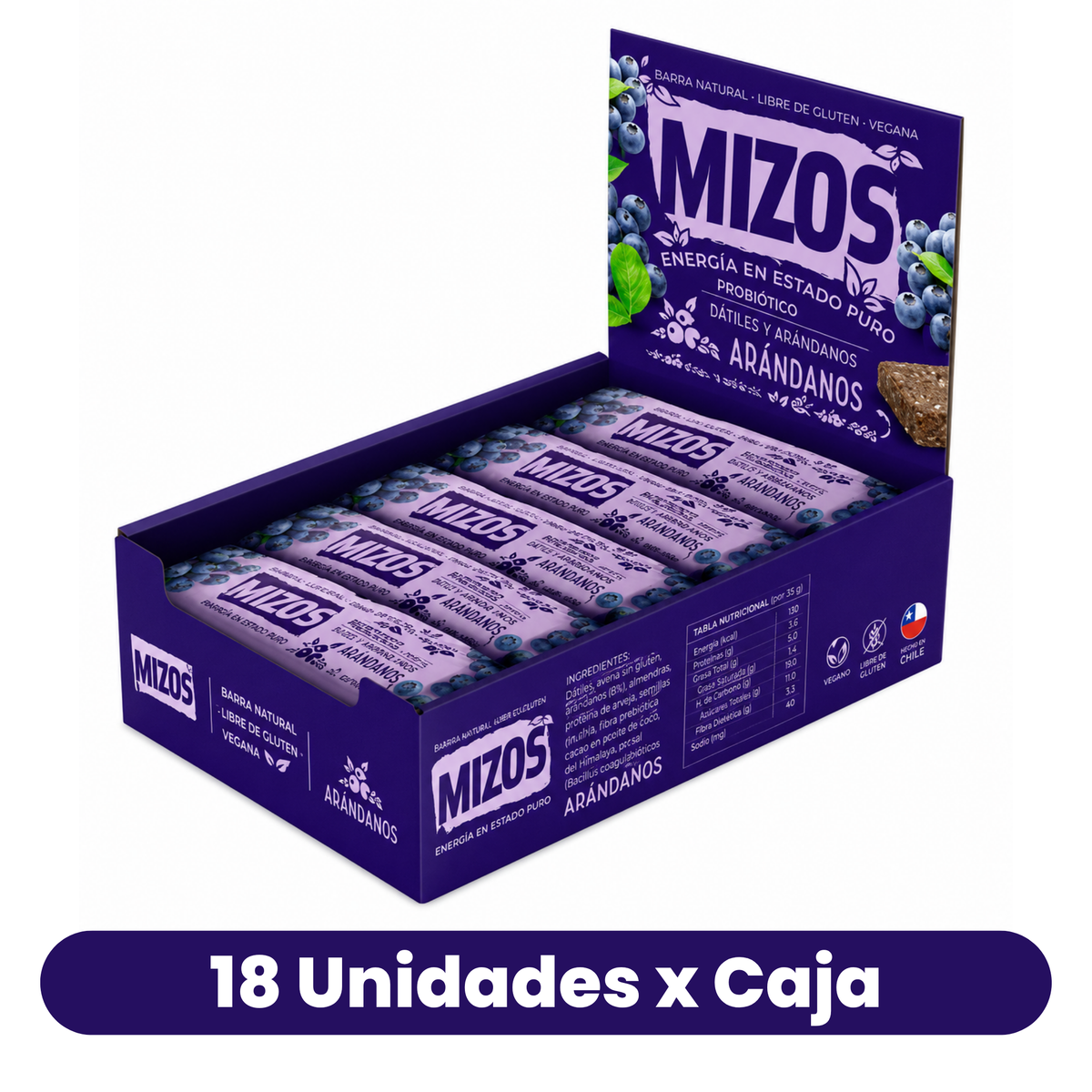 Barritas Mizos Dátiles Y Arándano 18 Un de 35 g