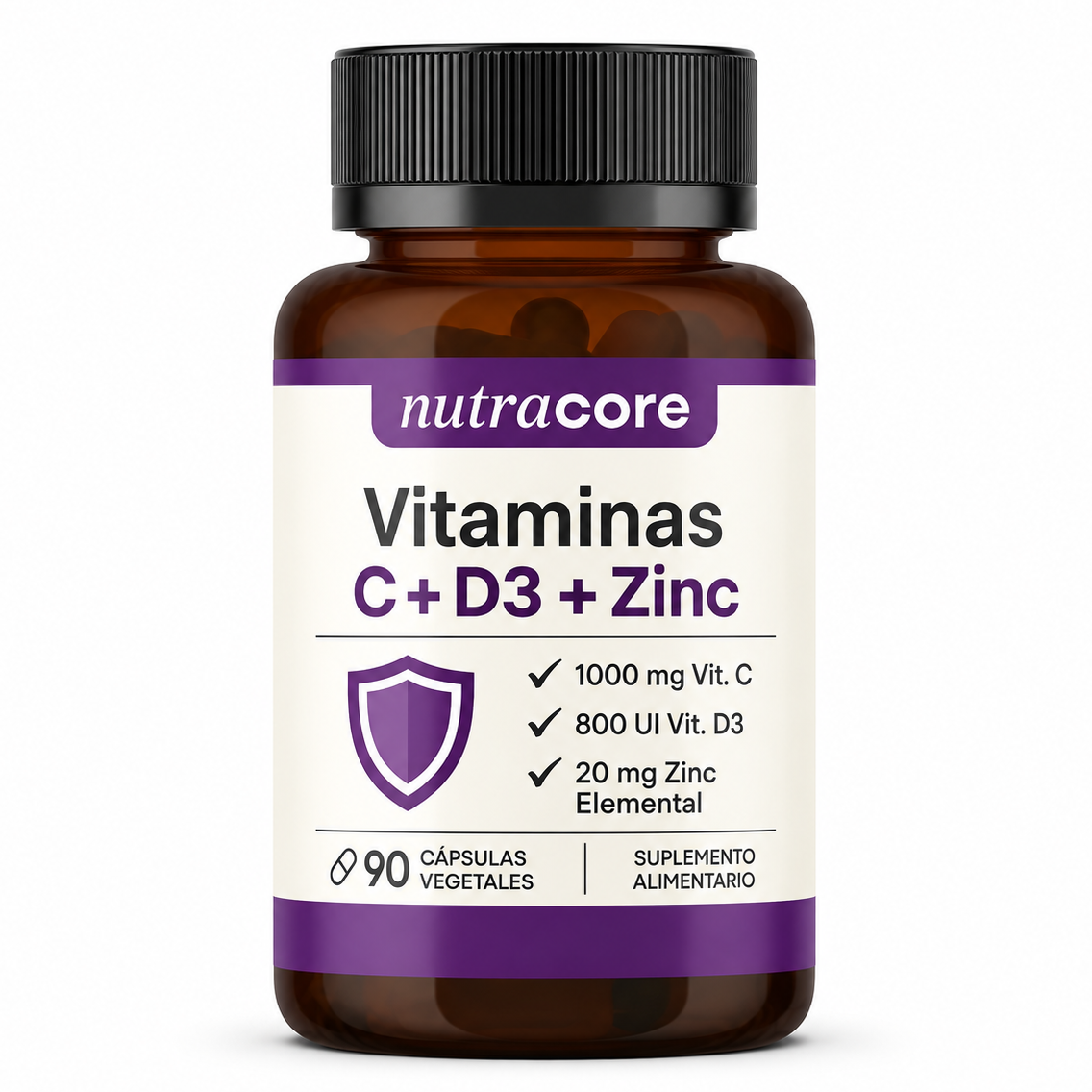 Vitamina C + D3 + Zinc Nutracore 90 Cáps