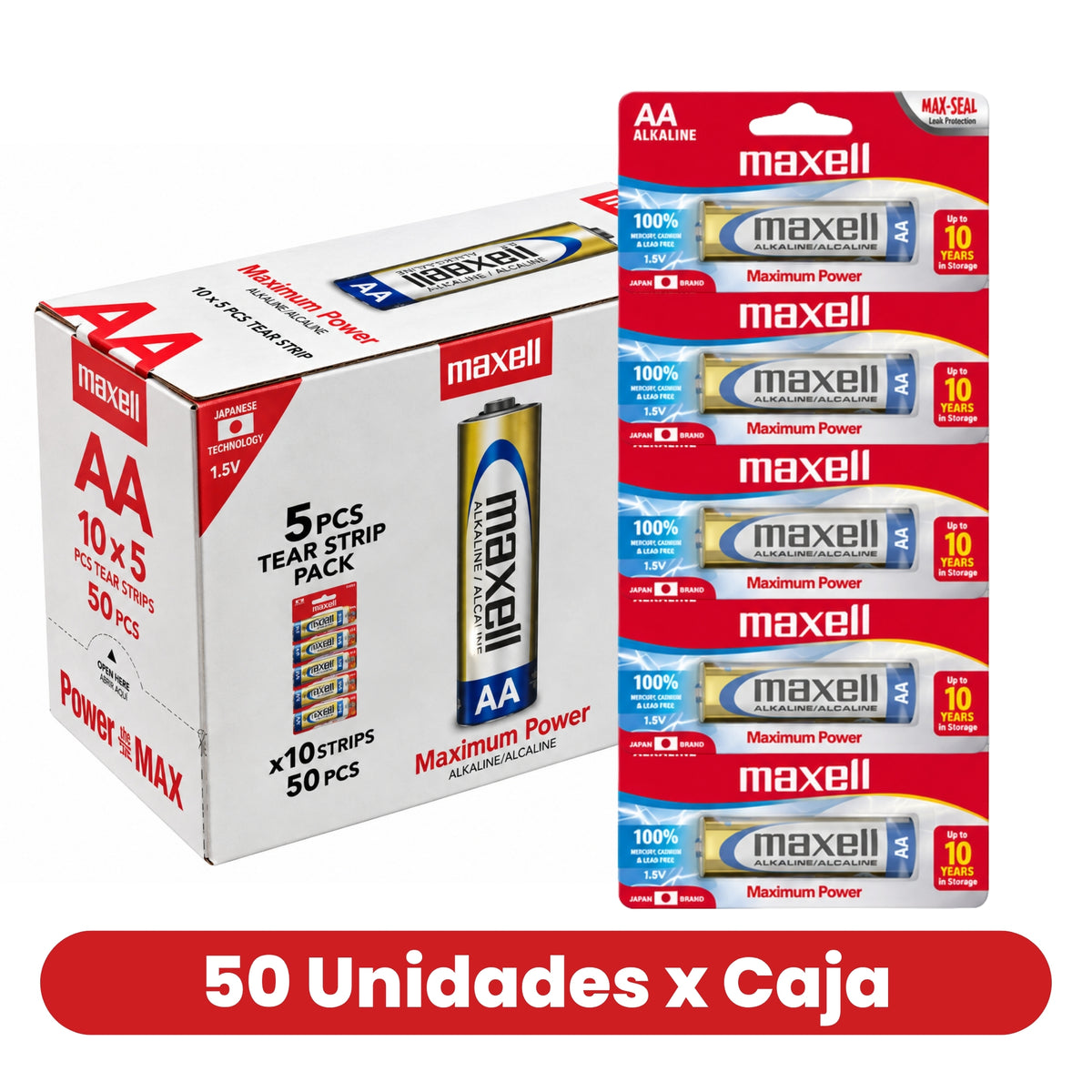 Pack Pilas Alcalinas Maxell AA 50 Un