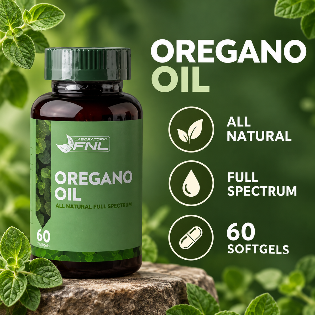 Aceite de Orégano 300mg FNL 60 Cáps