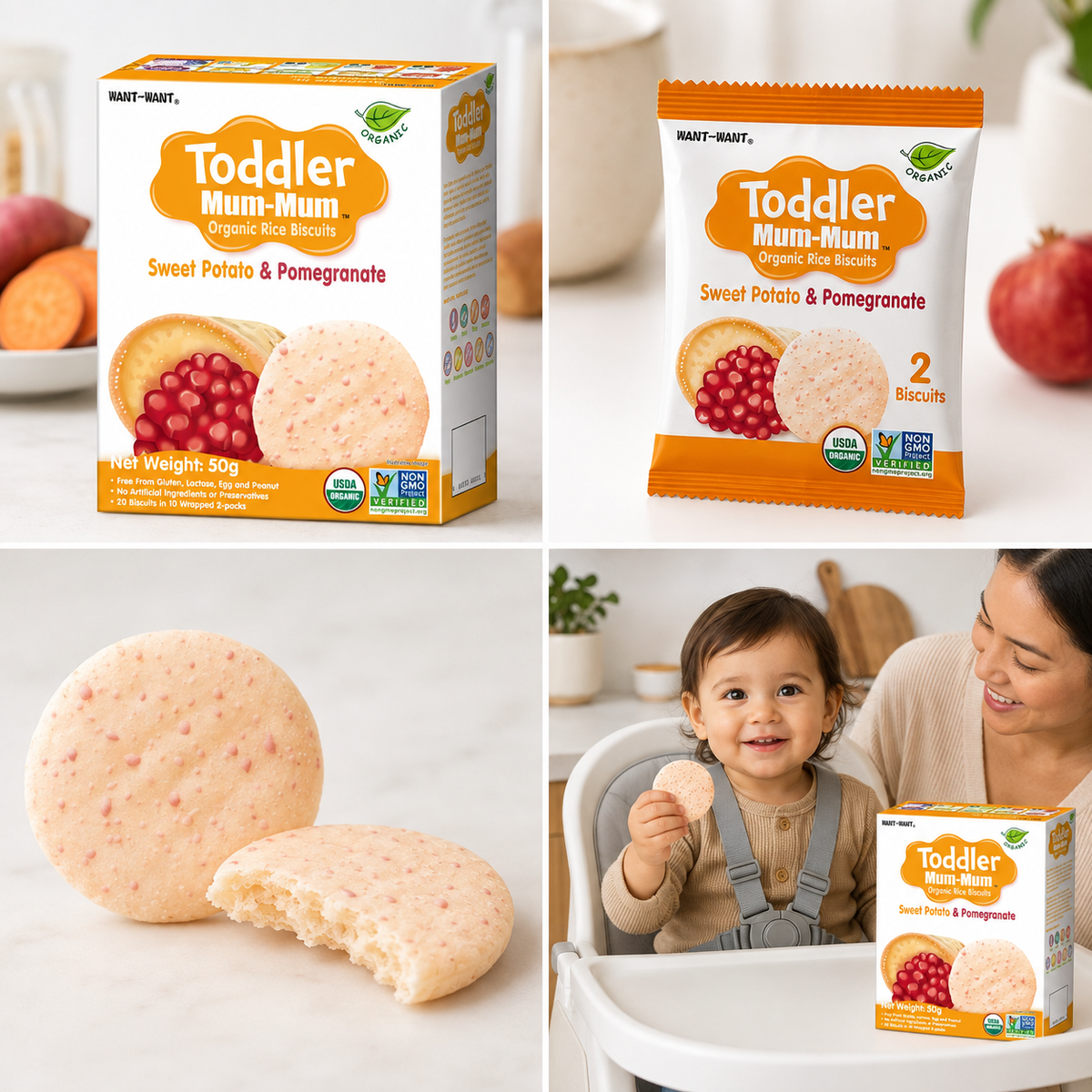 Galletas Orgánicas Toddler Mum-Mum Camote y Granada 50 g