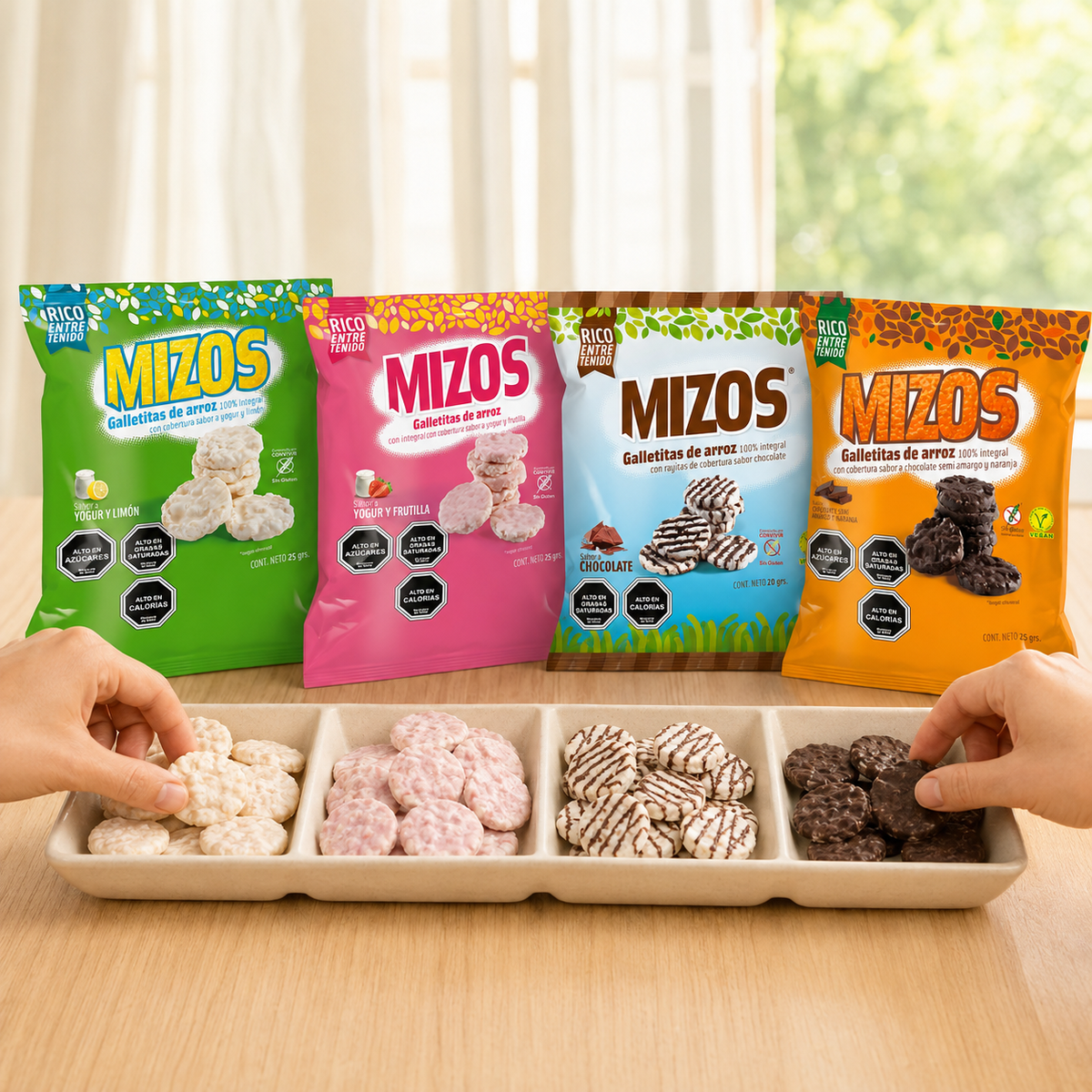 Galletas de Arroz Mizos Mix 4 Sabores Caja 28 Un de 25 g