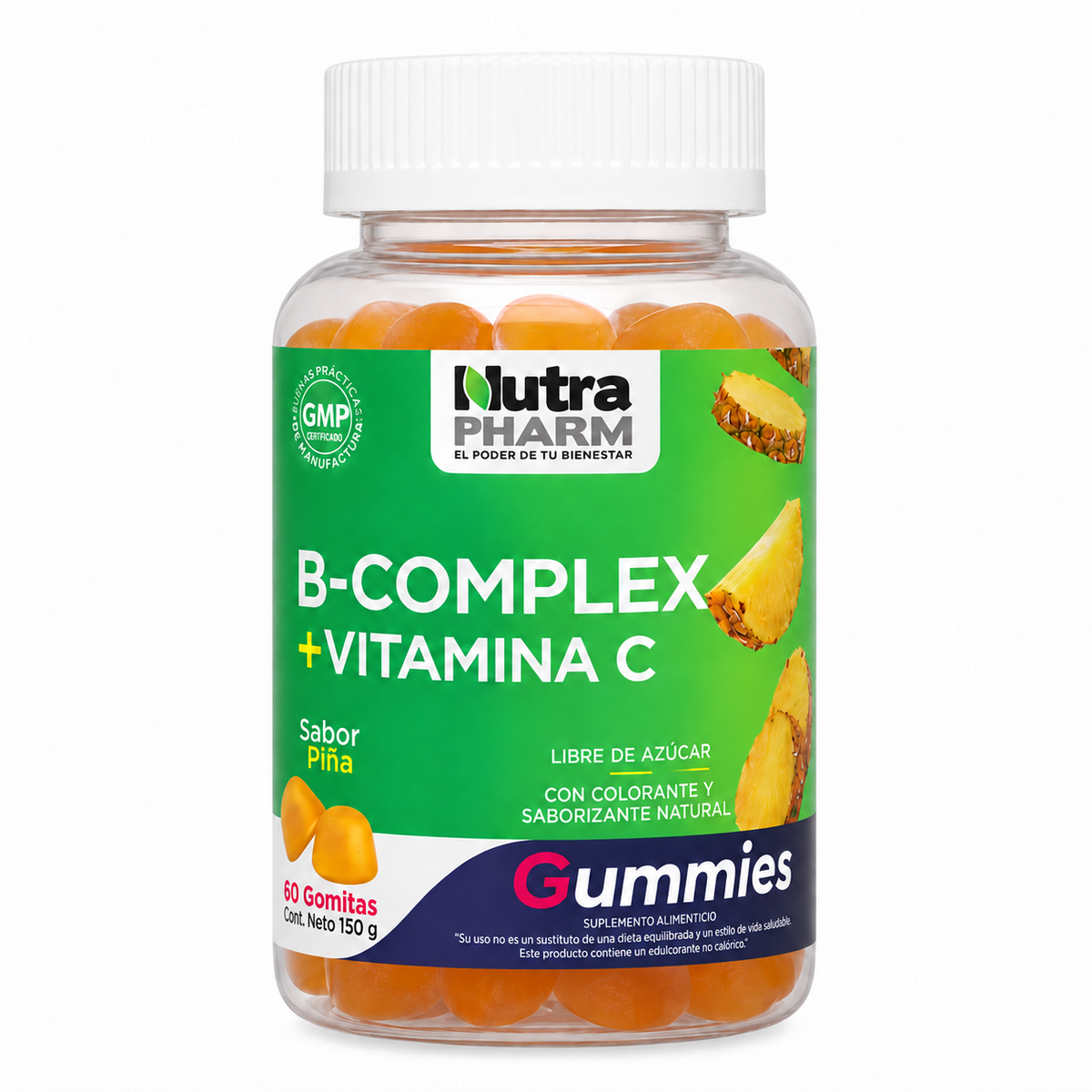 B-Complex + Vit C Gomitas Sabor Piña NutraPharm 60 Un