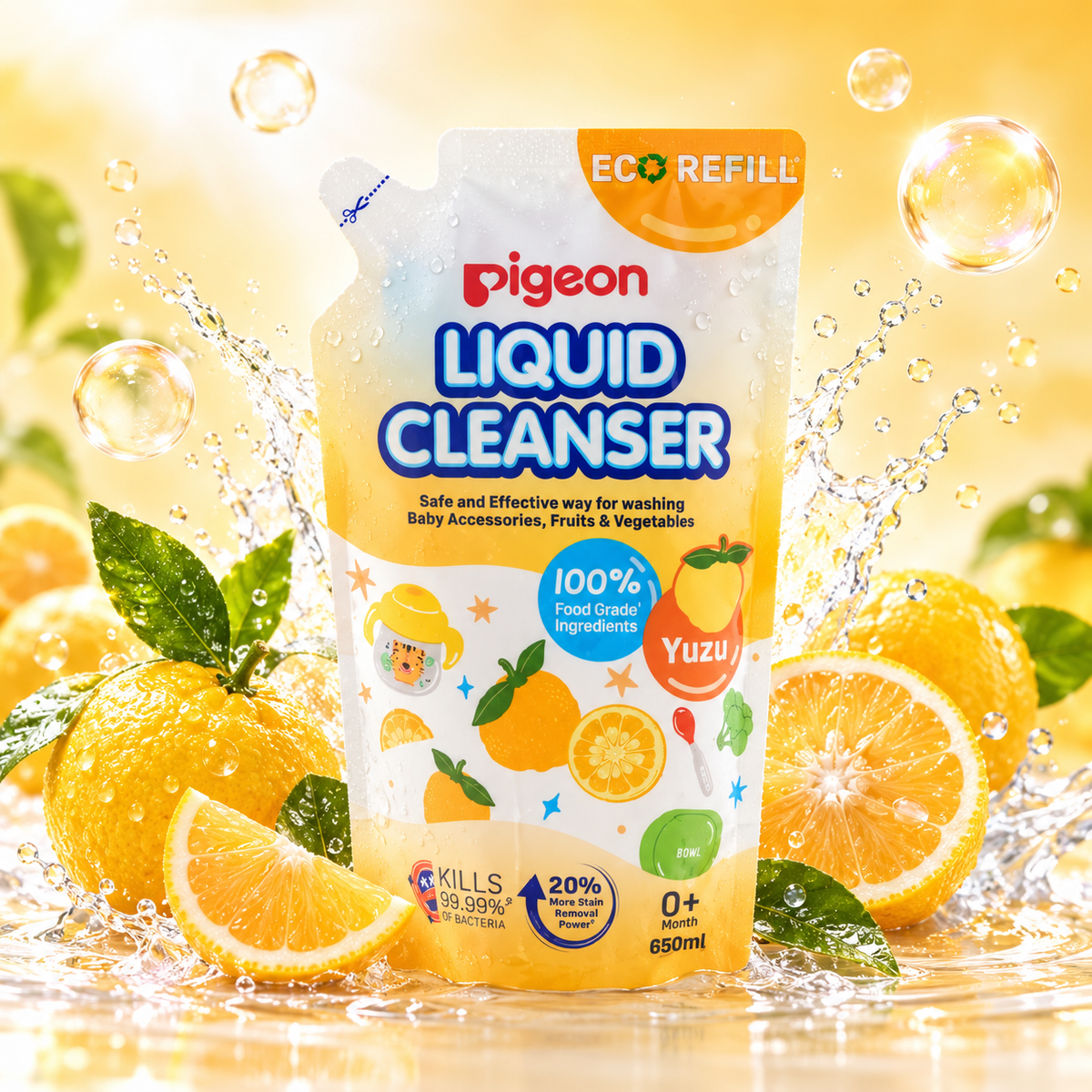 Limpiador de Biberones Yuzu Naranja Recarga Pigeon 650 ml