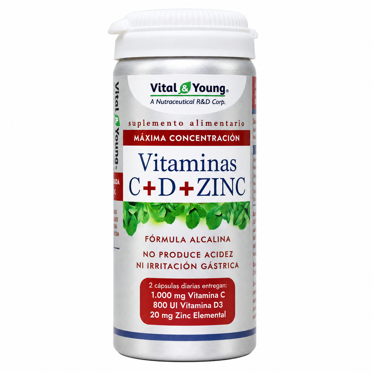 Vitamina C + D + Zinc Vital & Young 60 Cáps