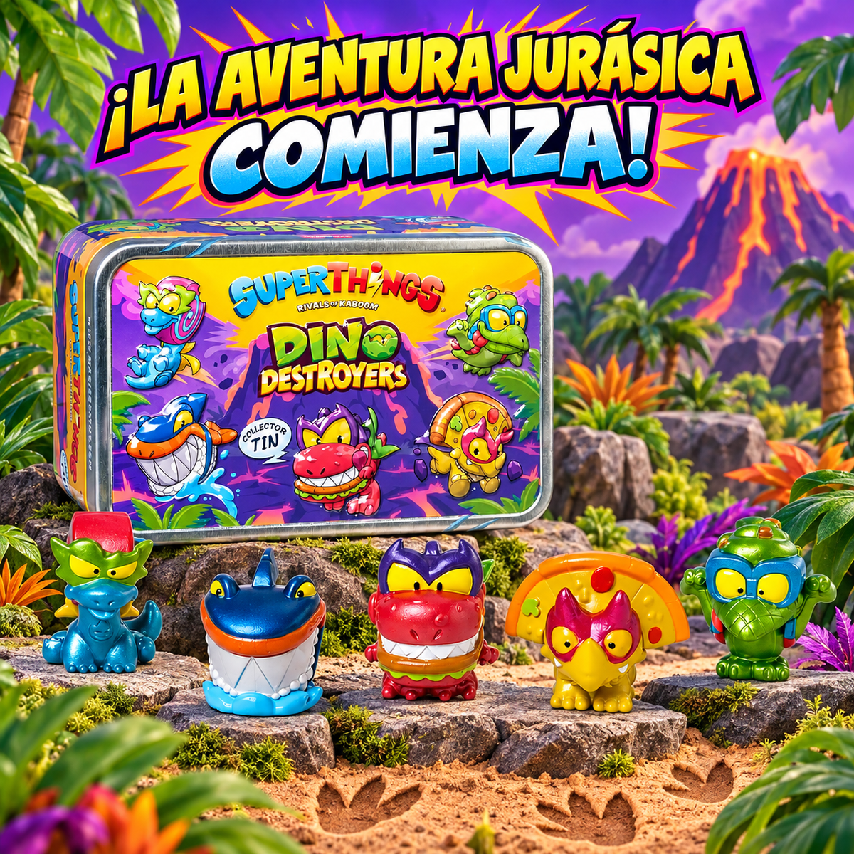 Super Zings Dino Destroyers Lata con 5 Figuras Exclusivas