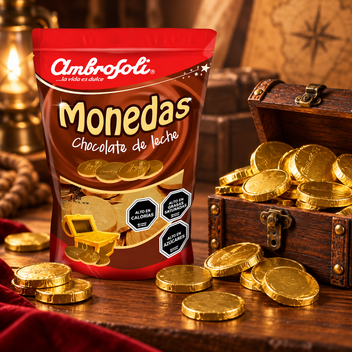 Monedas de Chocolate con Leche Ambrosoli Bolsa 30 Un