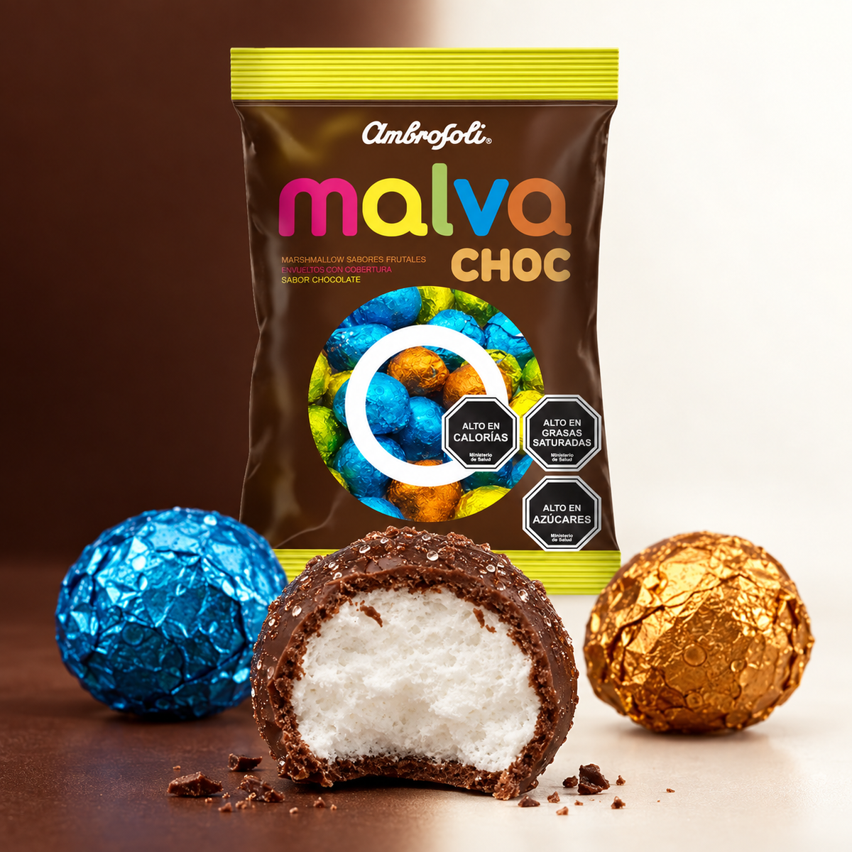 Malvavisco Bañado en Chocolate Malva Choc Ambrosoli Bolsa 196 g
