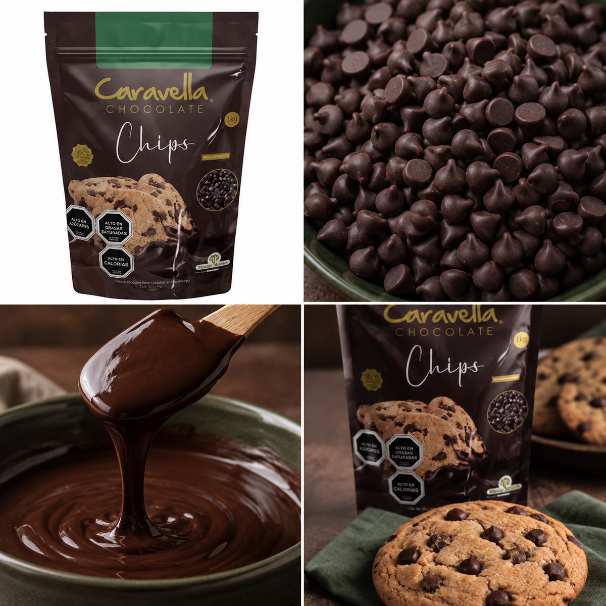 Cobertura De Chocolate Chips Caravella Semi Amargo 1 kg