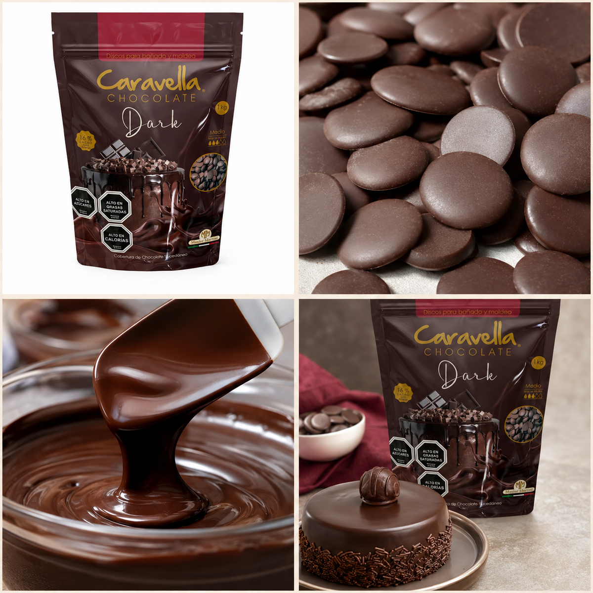 Cobertura De Chocolate Dark Caravella 1 kg