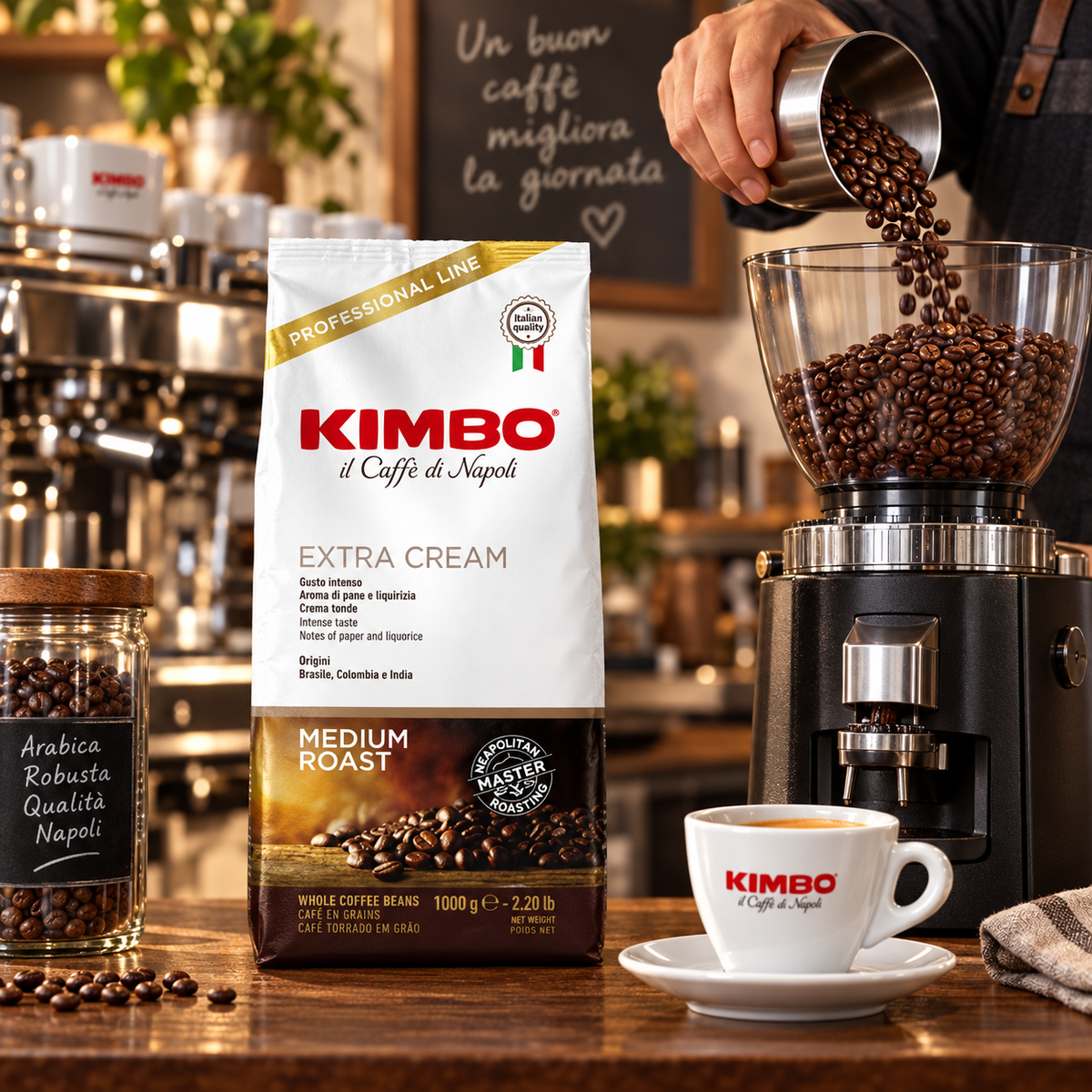 Café en Grano Entero Kimbo Espresso Extra Cream Italiano 1 kg