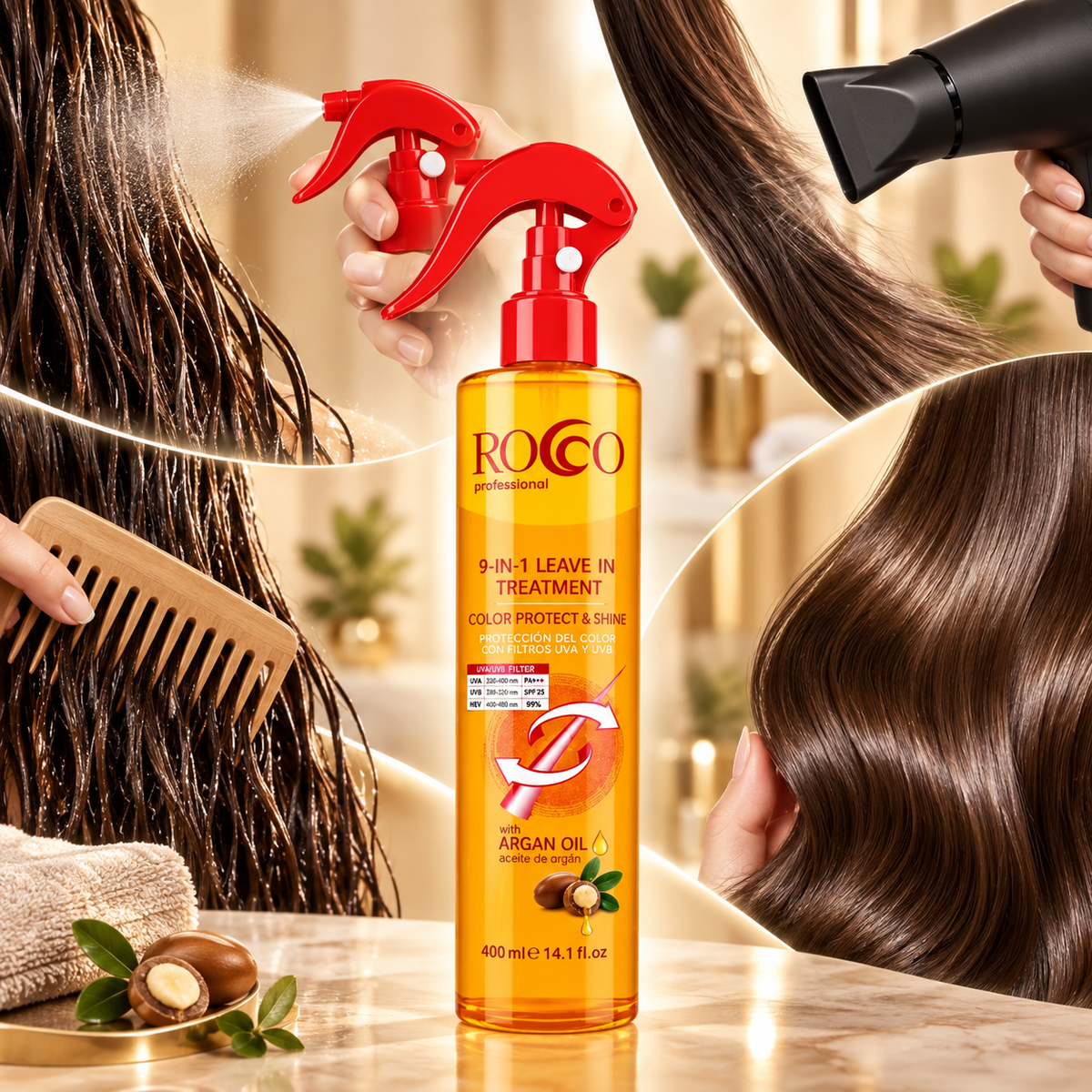 Protector Térmico Capilar Anti-frizz Rocco Argán Naranjo 400 ml