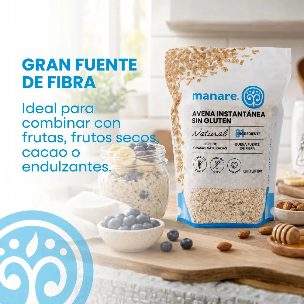 Avena Integral Instantánea Sin Gluten Manare 800 g