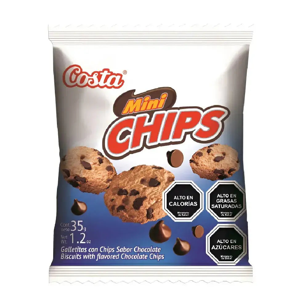 Galleta Mini Choco Chips Costa 30 Unidades.