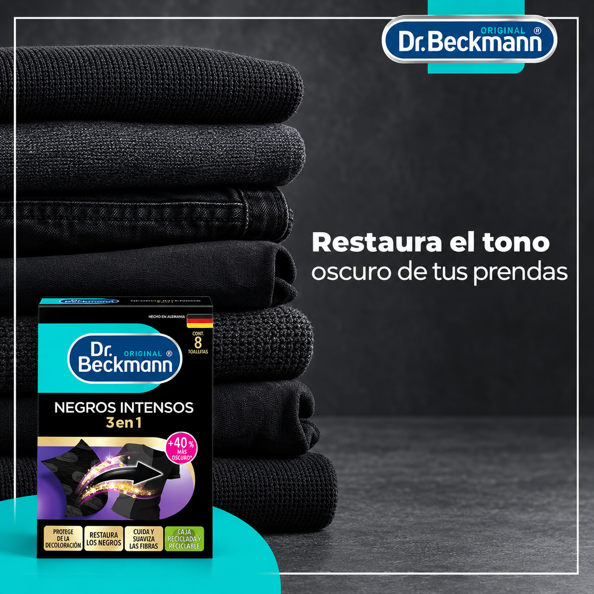 Toallitas Renovadoras Negros Intensos Dr. Beckmann 8 Un