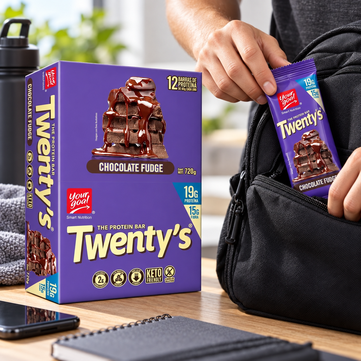 Barras Proteína Choco Fudge Twenty's 12 Un de 60 g