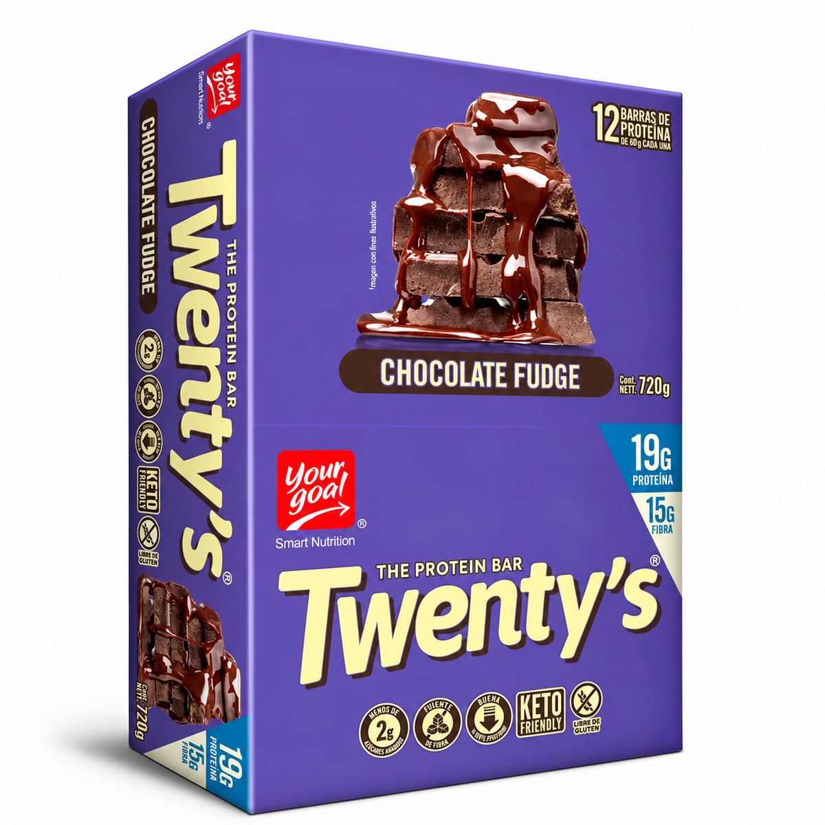 Barras Proteína Choco Fudge Twenty's 12 Un de 60 g