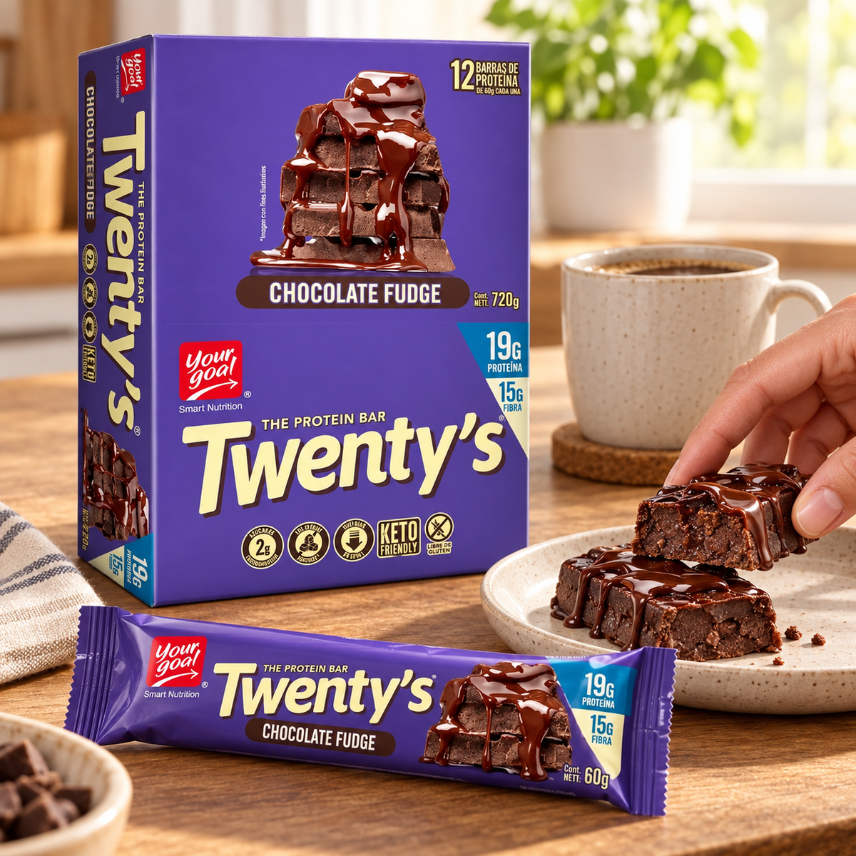 Barras Proteína Choco Fudge Twenty's 12 Un de 60 g