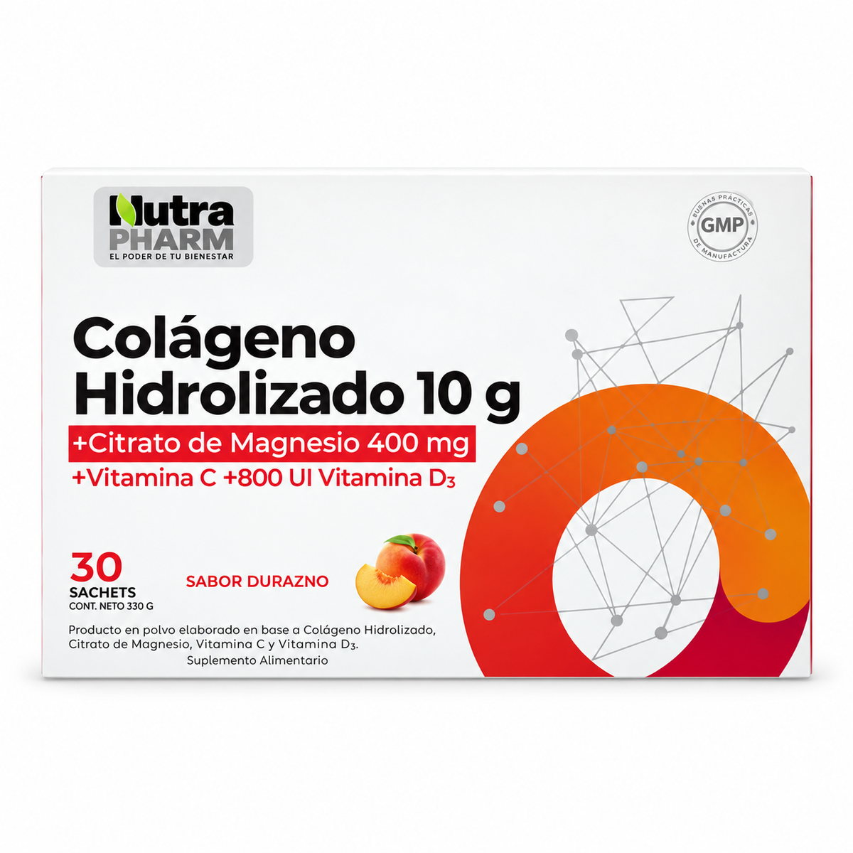 Colágeno Hidrolizado Nutrapharm Durazno 30 Sobres