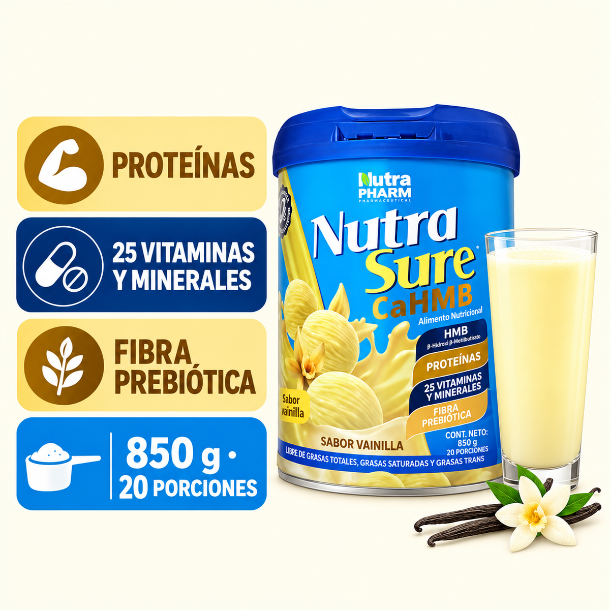 Nutrasure Cahmb Vainilla Nutrapharm 850 g