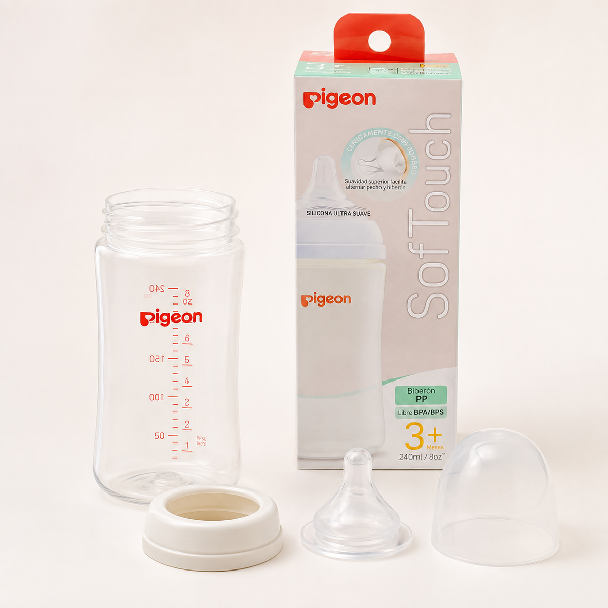 Mamadera Softouch Boca Ancha Pigeon 240 ml