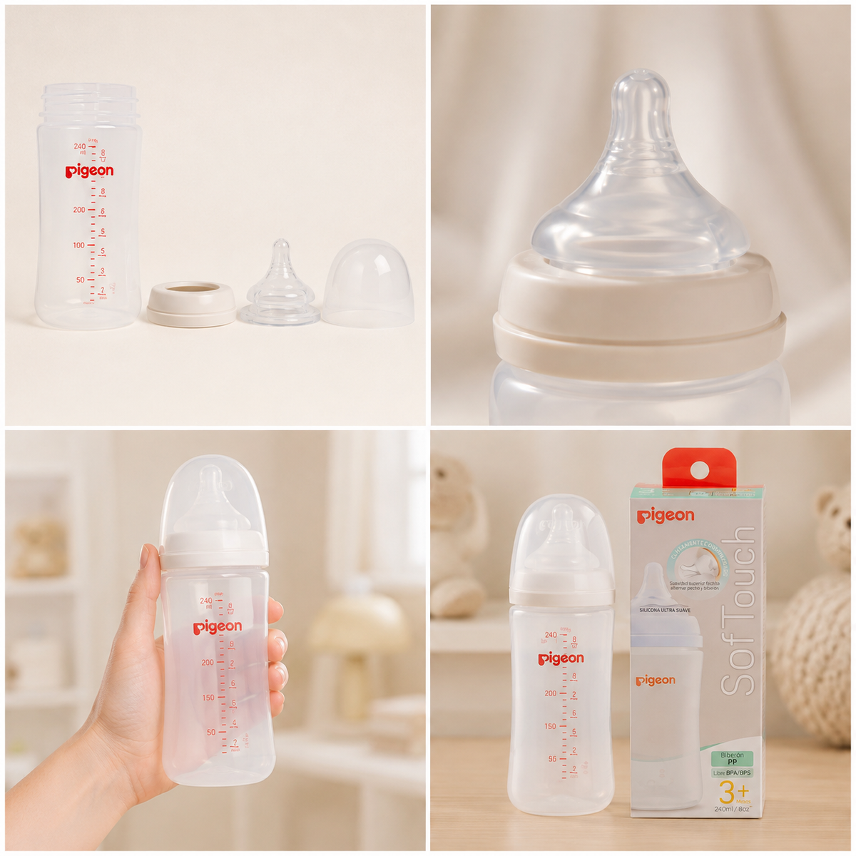Mamadera Softouch Boca Ancha Pigeon 240 ml