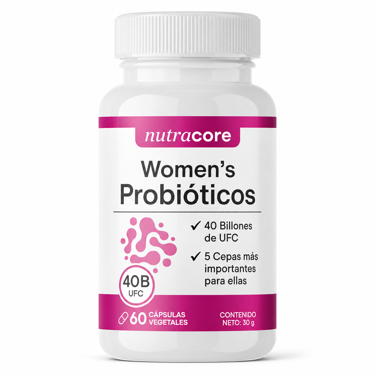 Probióticos Mujer 40 Billones Nutracore 60 Cáps