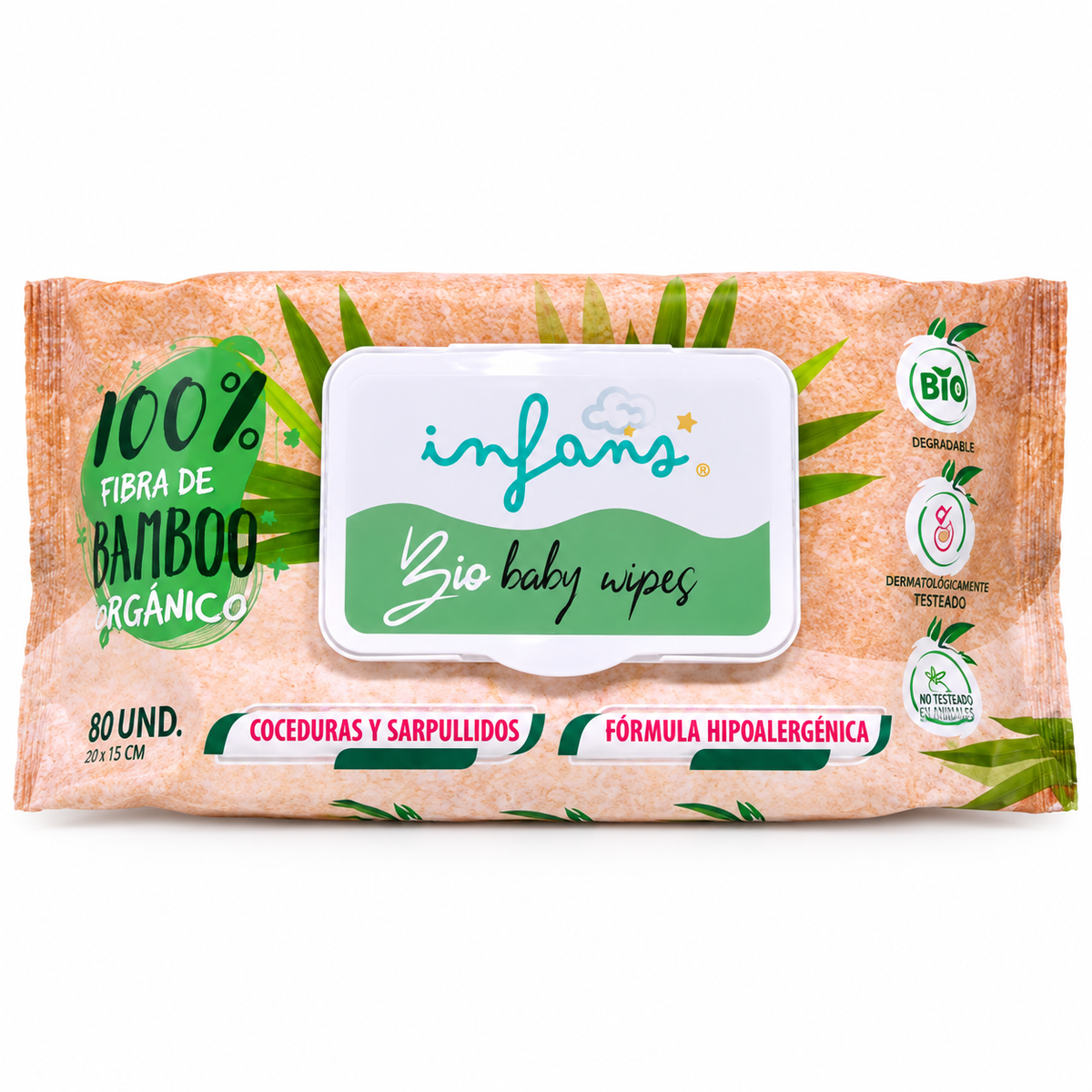 Toallitas Húmedas Infans 100% Fibra Bamboo 80 Un