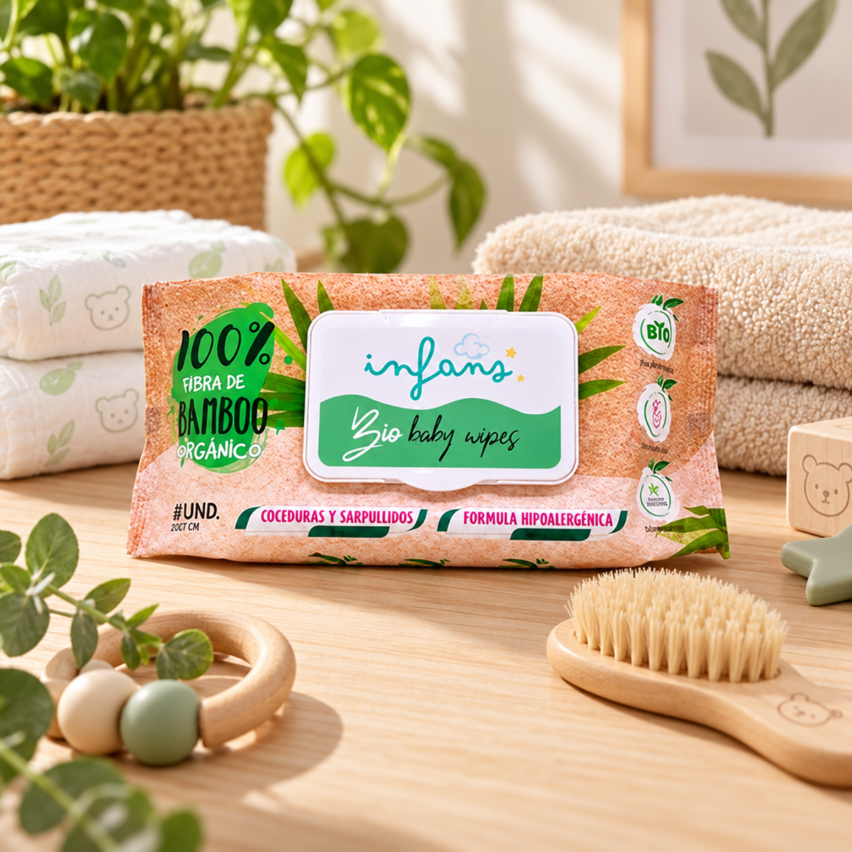 Toallitas Húmedas Infans 100% Fibra Bamboo 80 Un