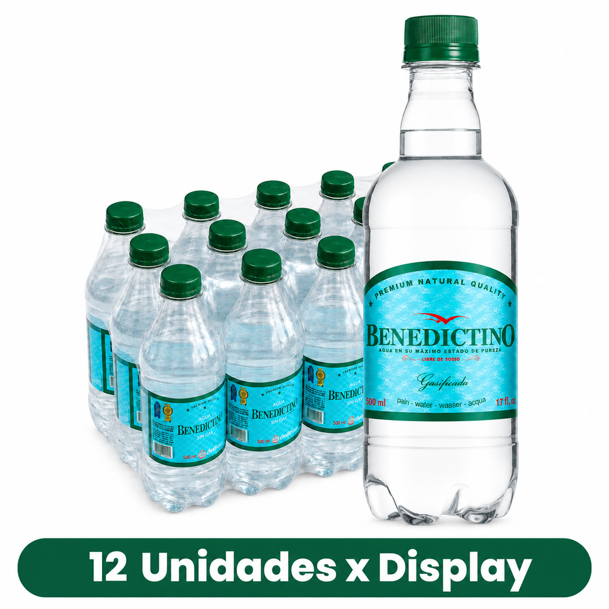 Agua Mineral Benedictino Con Gas 500 ml Pack x12