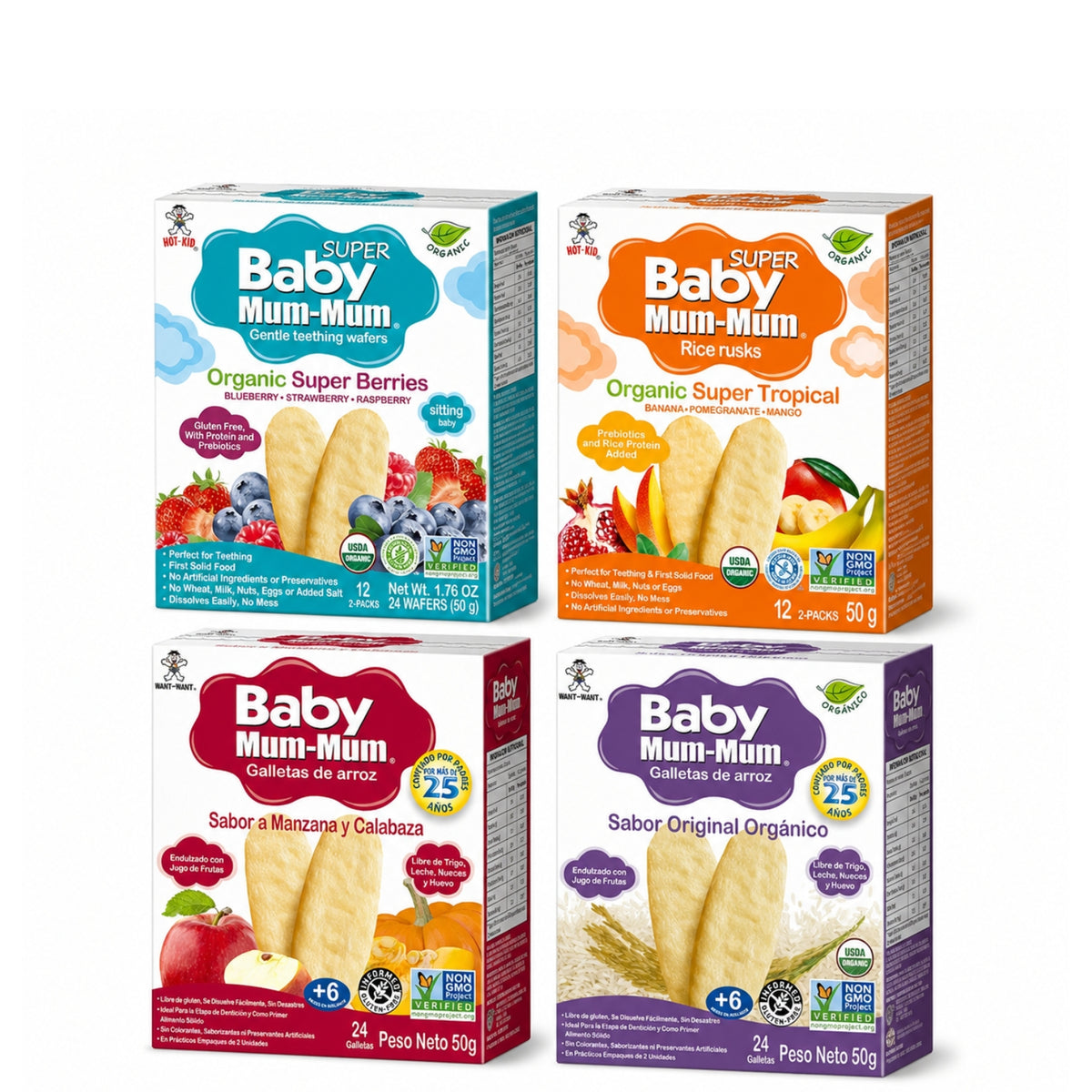 Galletas de Arroz Baby Mum-Mum Variedades Pack x4