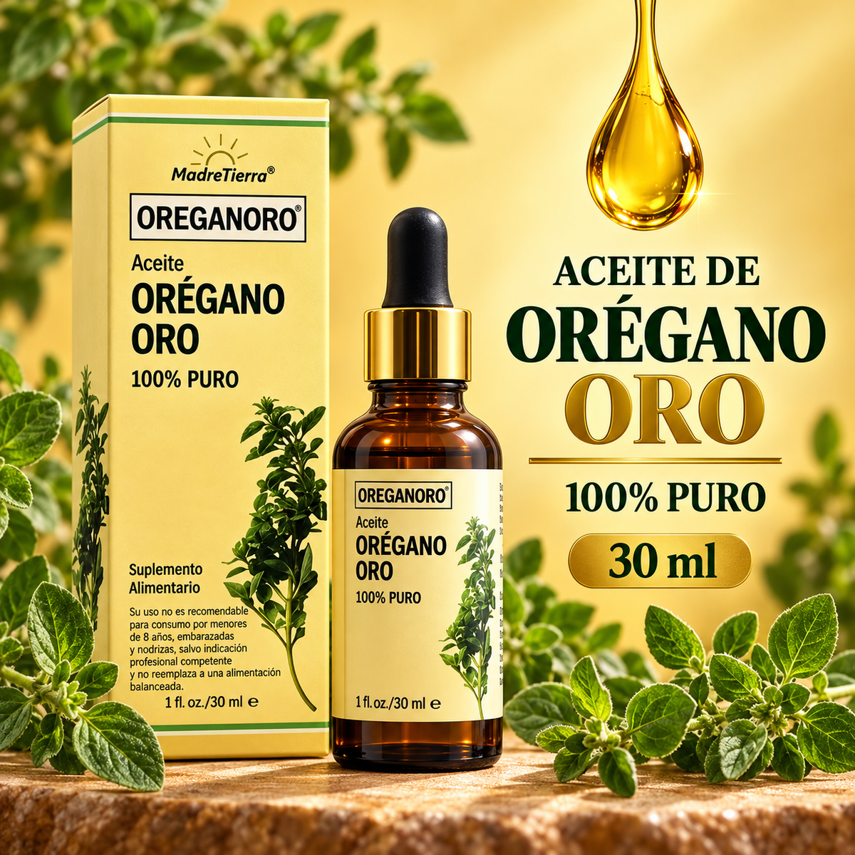 Aceite de Orégano Oro 100% Puro Madre Tierra 30 ml