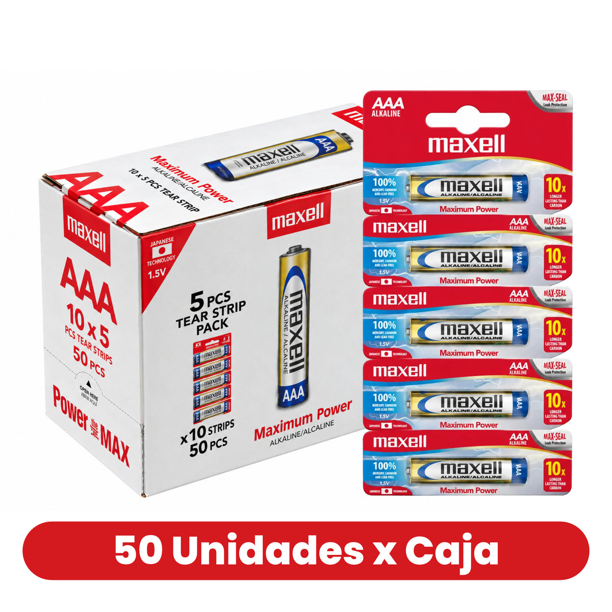 Pack Pilas Alcalinas Maxell AAA 50 Un
