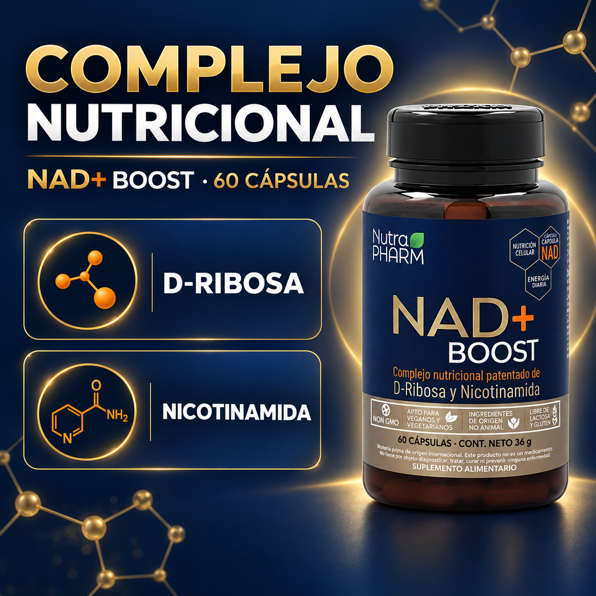 Antioxidante NAD+ Boost Nutrapharm 60 Cáps
