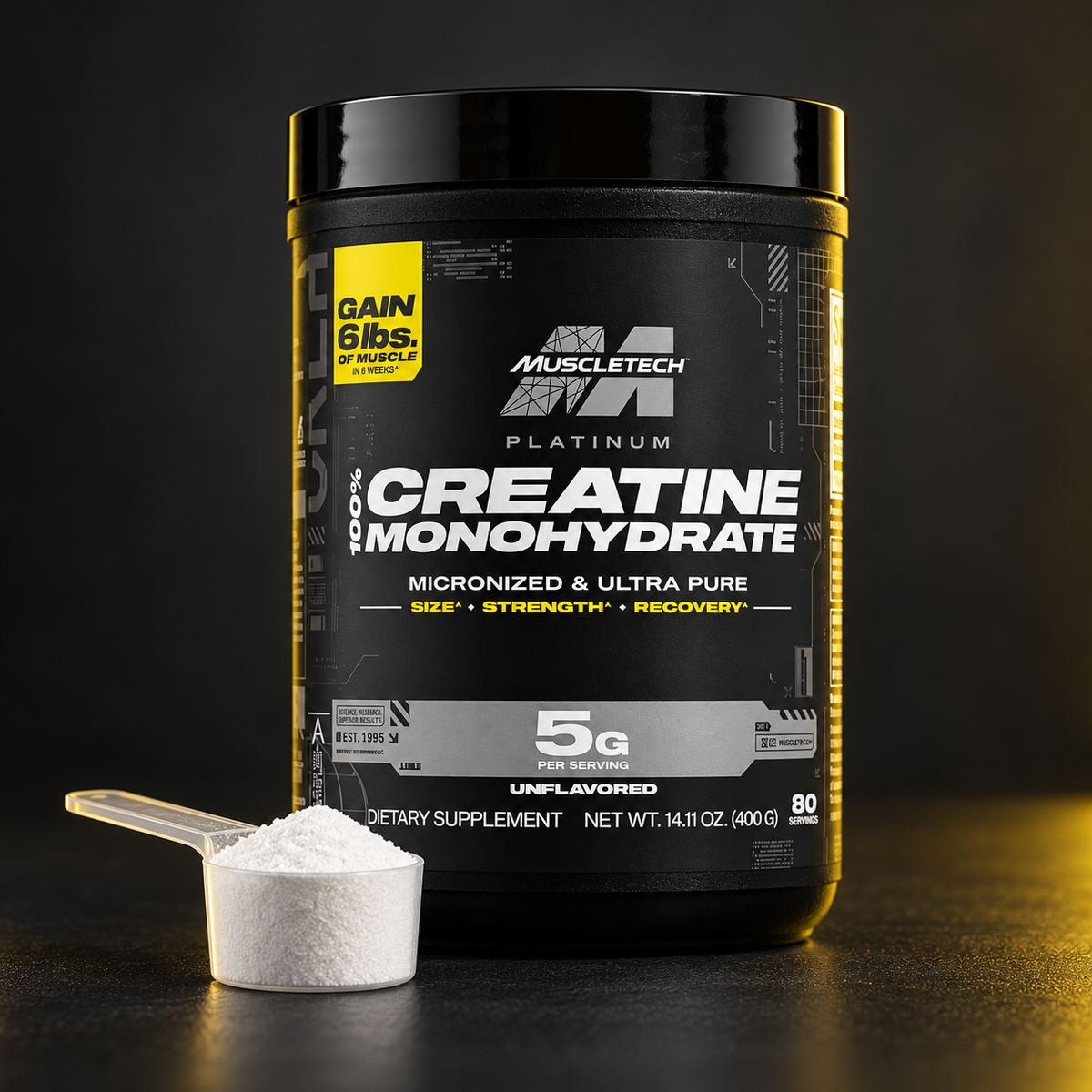 Creatina Monohidratada Muscletech Essential Sin Sabor 400 g