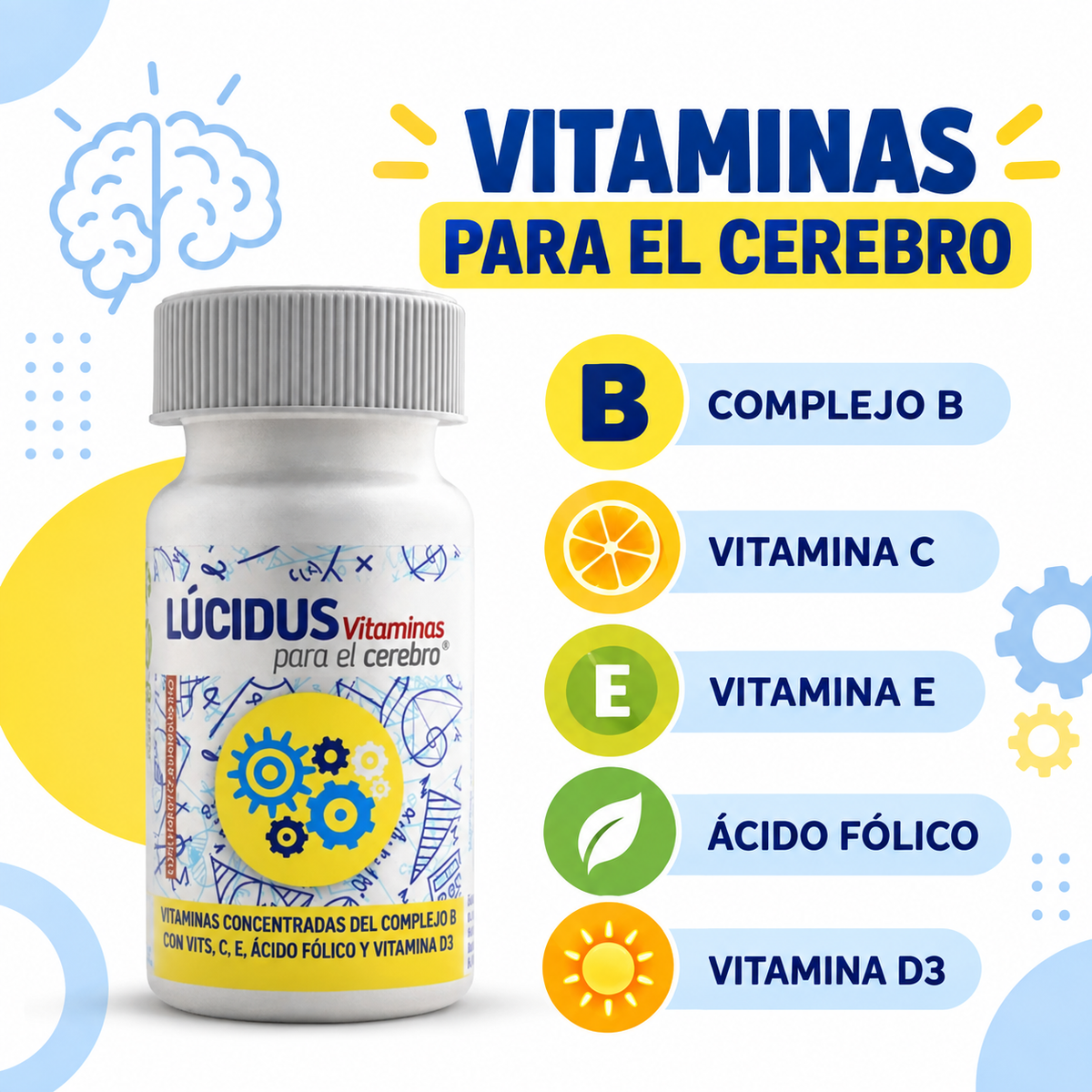 Lúcidus Concentración Vitaminas B, C, D y E Vital & Young 30 Cáps