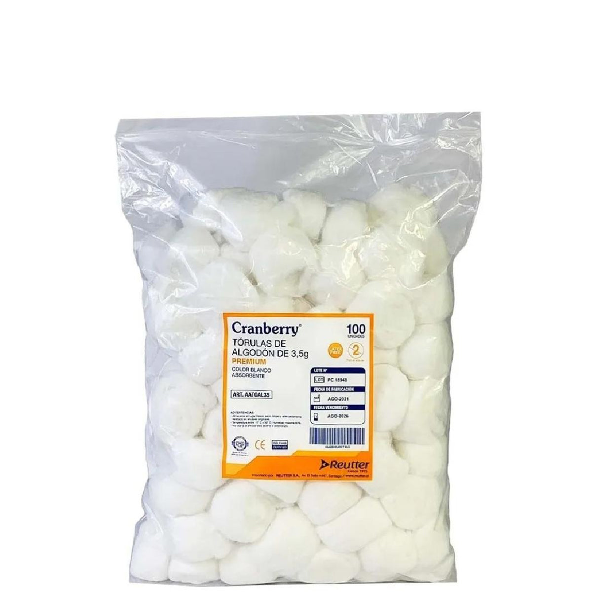 Tórulas de Algodón Premium Cranberry 100 Un de 3,5 g