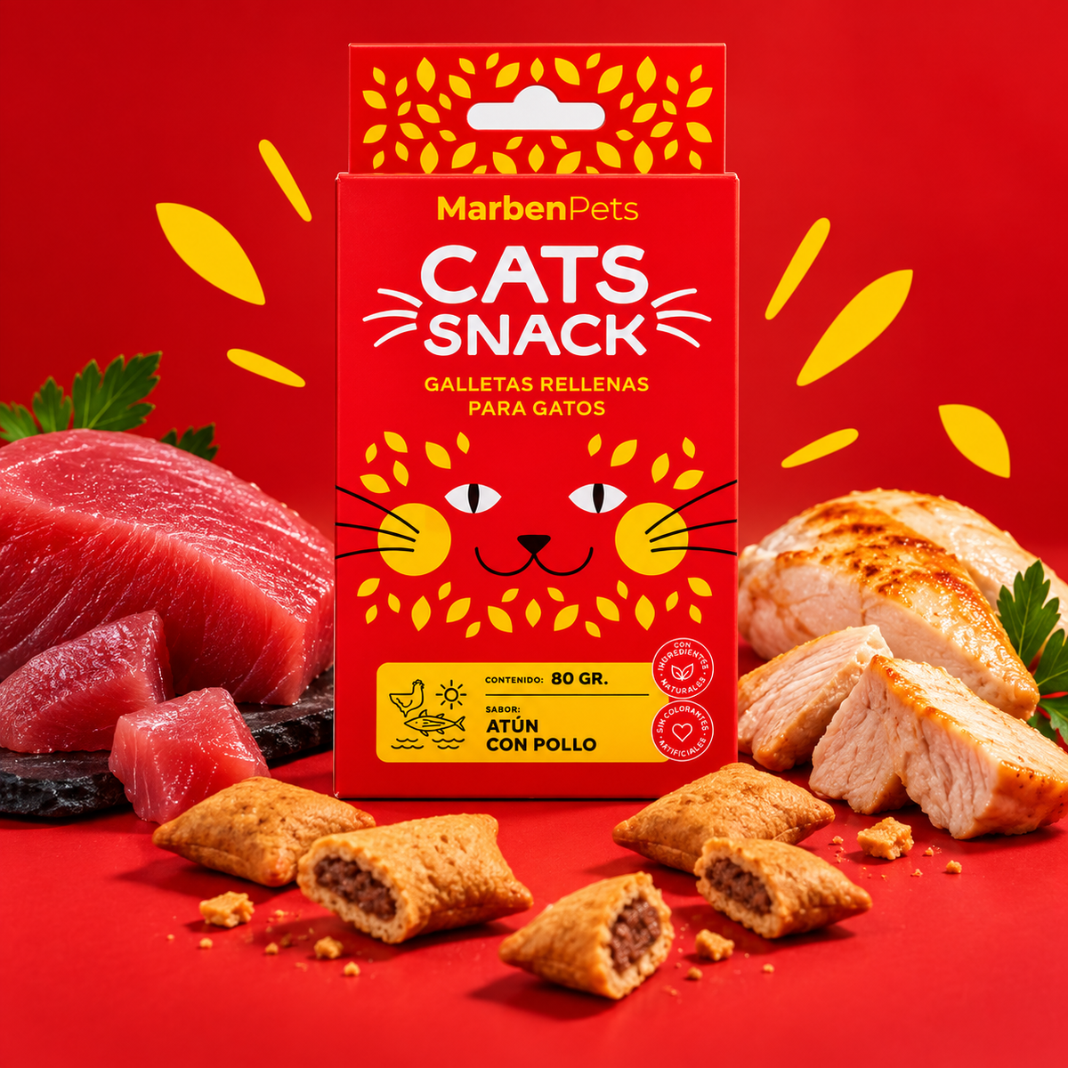 Galletas Rellenas para Gatos Cats Snack Atún y Pollo 16 Un