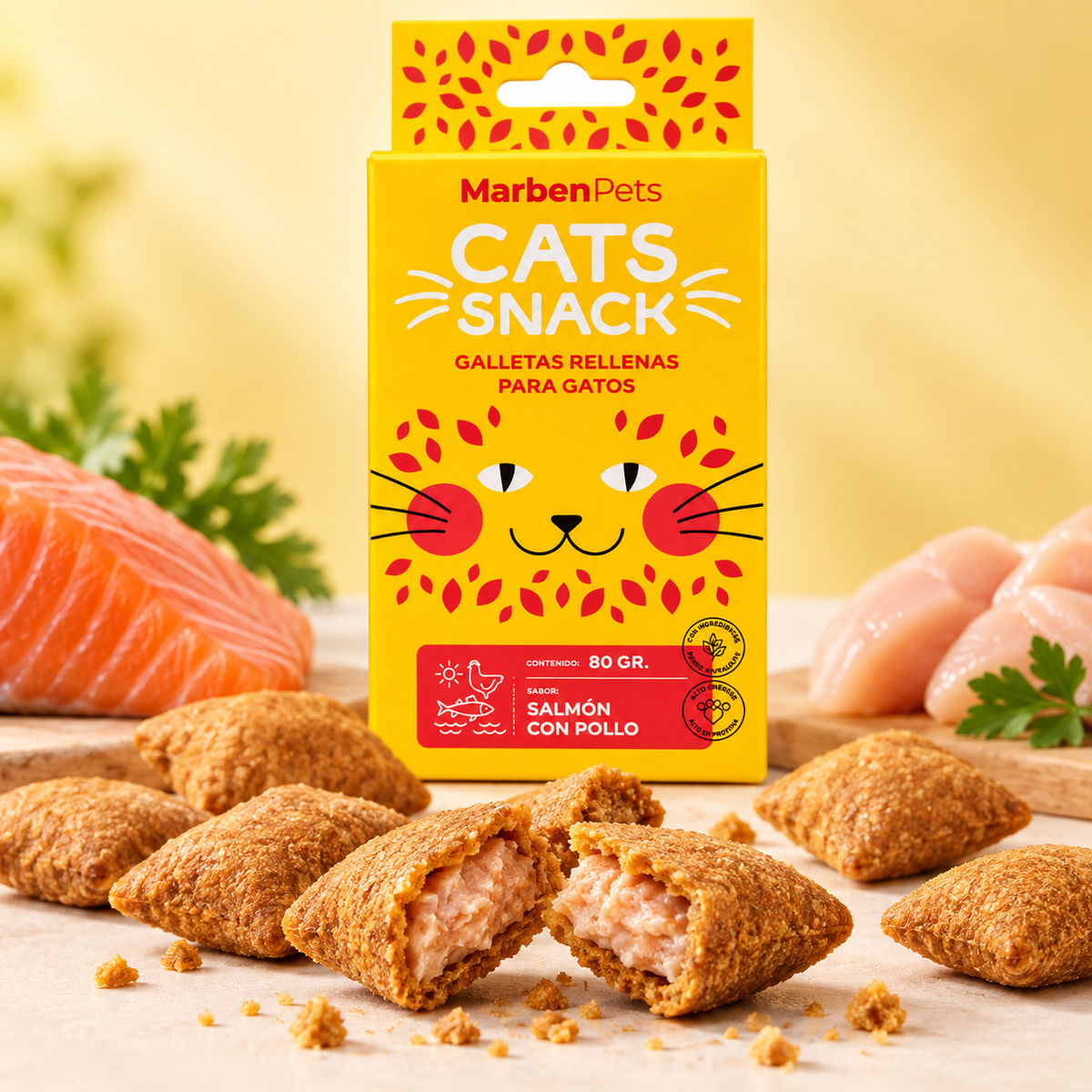 Galletas Rellenas para Gatos Cats Snack Salmón y Pollo 16 Un