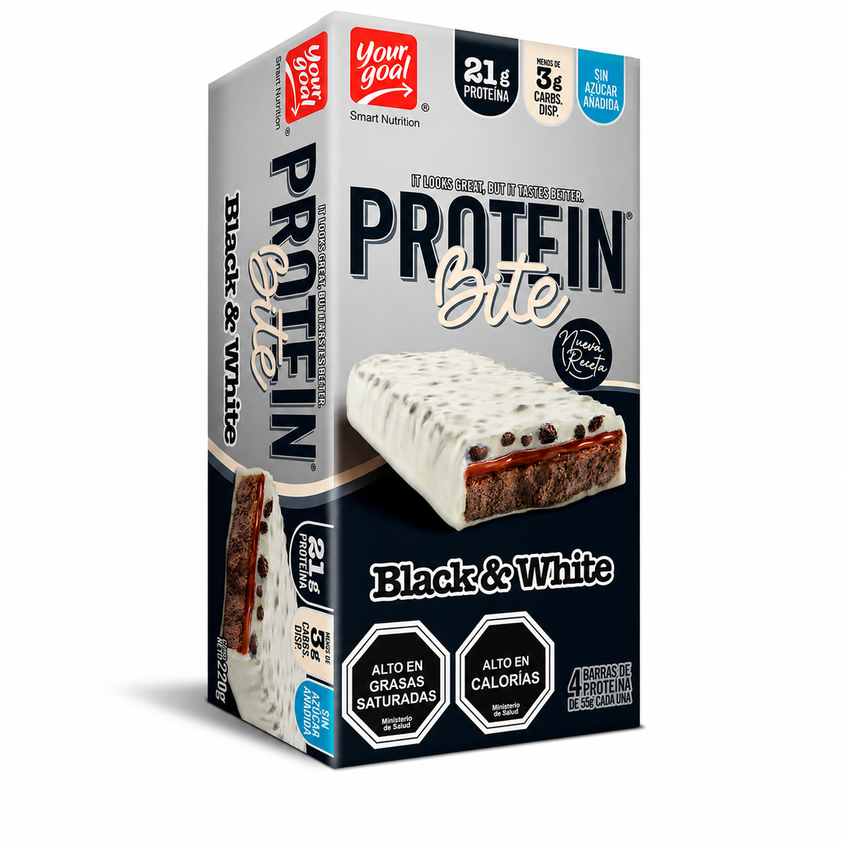 Barra de Proteína Bite Your Goal Black & White 4 Un de 55 g